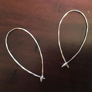 Stella and Dot Silver Hammered Wired Large Hoops